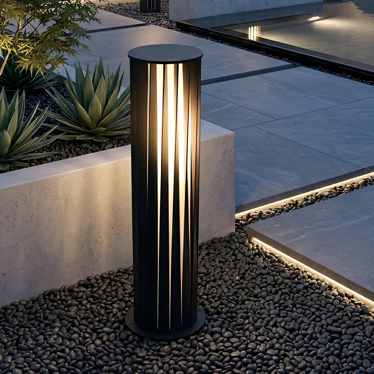 Waterproof Cylindrical Twisted Outdoor Post Light Pathway Lighting - Flyachilles