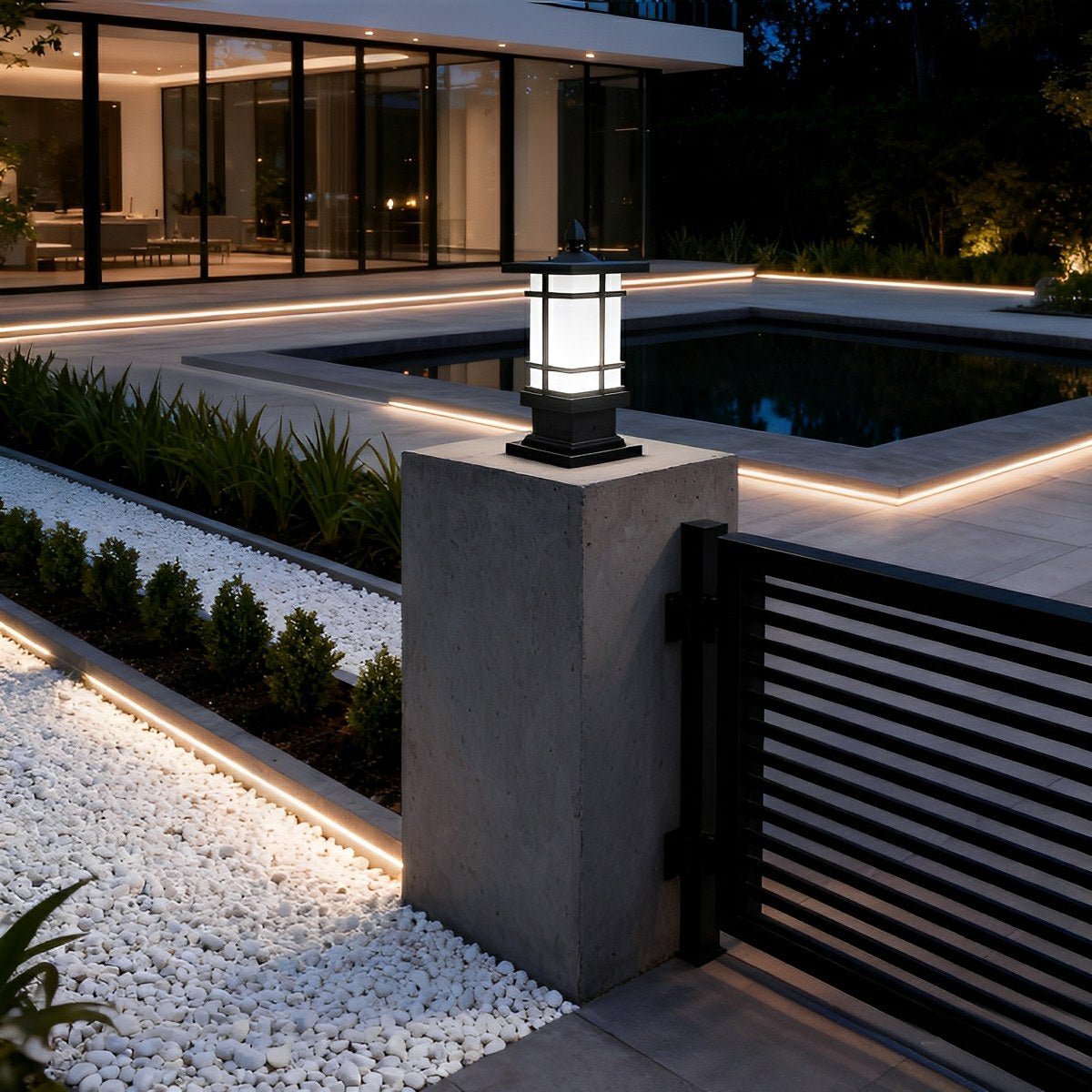 Waterproof Dimming with Remote Black Vintage Solar Fence Post Lights - Flyachilles