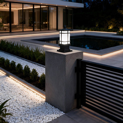 Waterproof Dimming with Remote Black Vintage Solar Fence Post Lights - Flyachilles