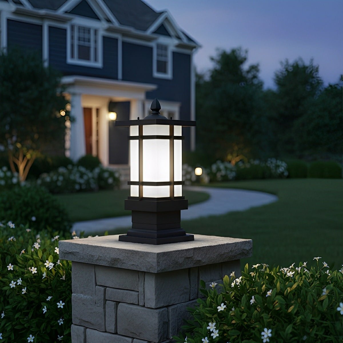 Waterproof Dimming with Remote Black Vintage Solar Fence Post Lights - Flyachilles