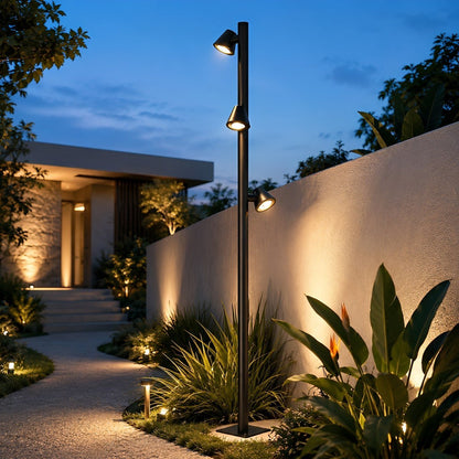 Waterproof Flash Black Modern Column Outdoor Street Pole Lights - Flyachilles