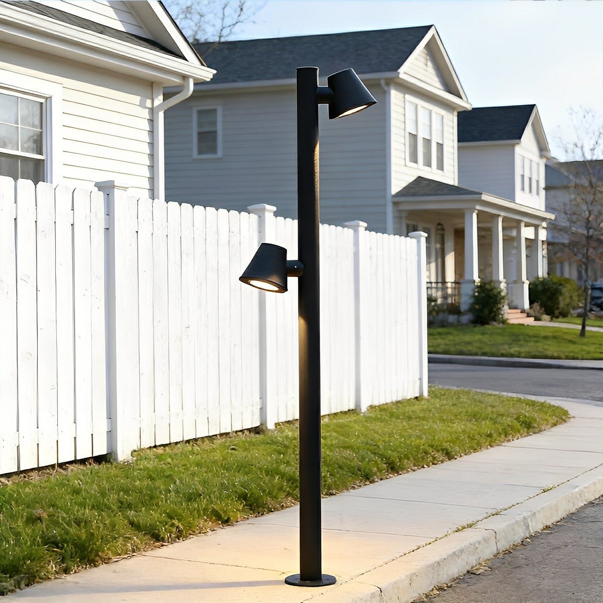 Waterproof Flash Black Modern Column Outdoor Street Pole Lights - Flyachilles