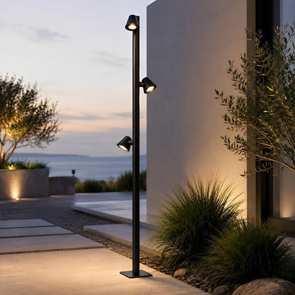 Waterproof Flash Black Modern Column Outdoor Street Pole Lights - Flyachilles
