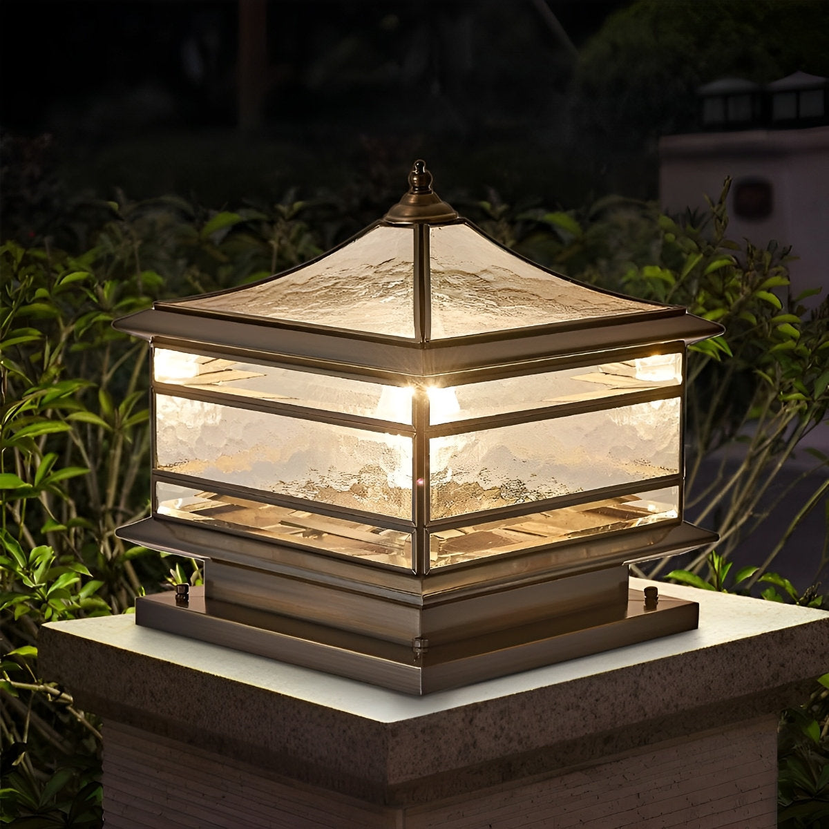 Waterproof Glass Copper Vintage Outdoor Fence Post Lights Pillar Light Column Lamp - Flyachilles