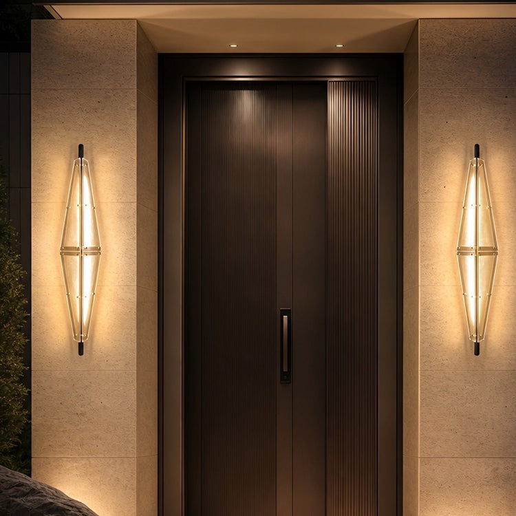 Waterproof Luxury Diamond Ribbed Glass Outdoor Wall Light - Flyachilles