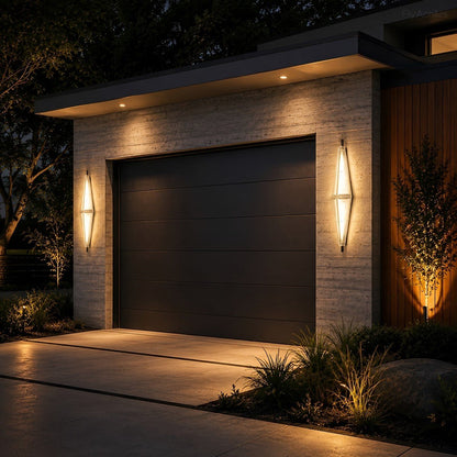 Waterproof Luxury Diamond Ribbed Glass Outdoor Wall Light - Flyachilles