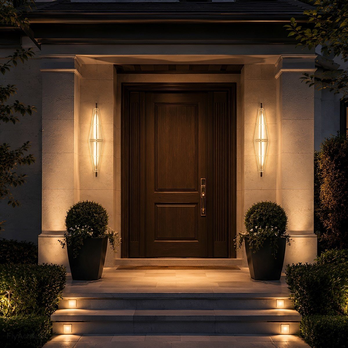 Waterproof Luxury Diamond Ribbed Glass Outdoor Wall Light - Flyachilles