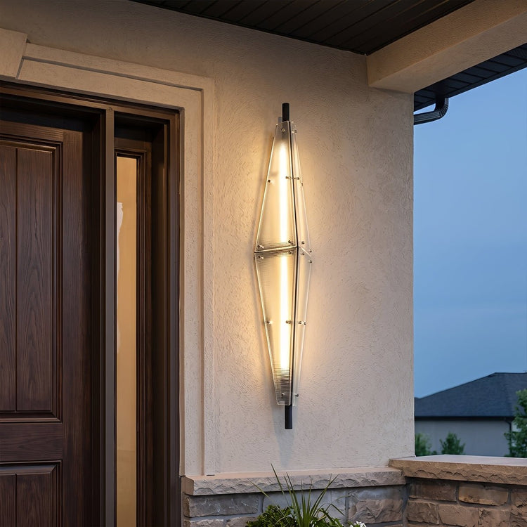 Waterproof Luxury Diamond Ribbed Glass Outdoor Wall Light - Flyachilles