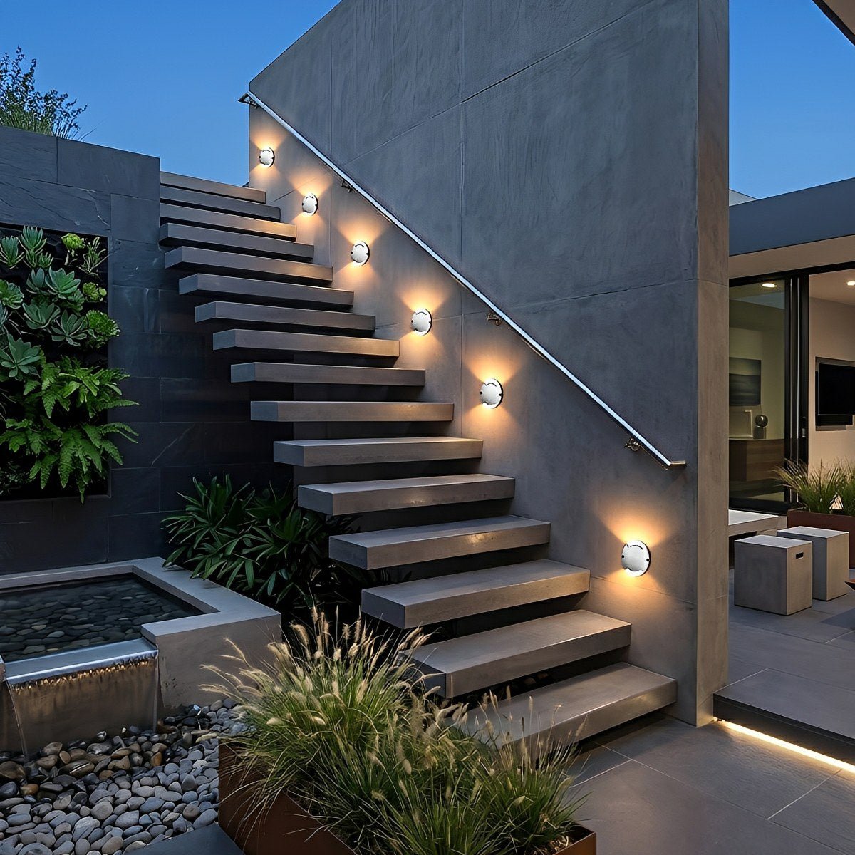Waterproof Mdern Round LED Outdoor Step Lights Deck Stair Lights - Flyachilles