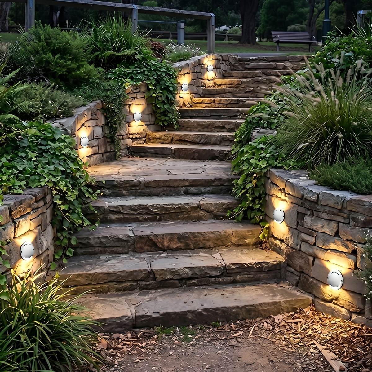 Waterproof Mdern Round LED Outdoor Step Lights Deck Stair Lights - Flyachilles