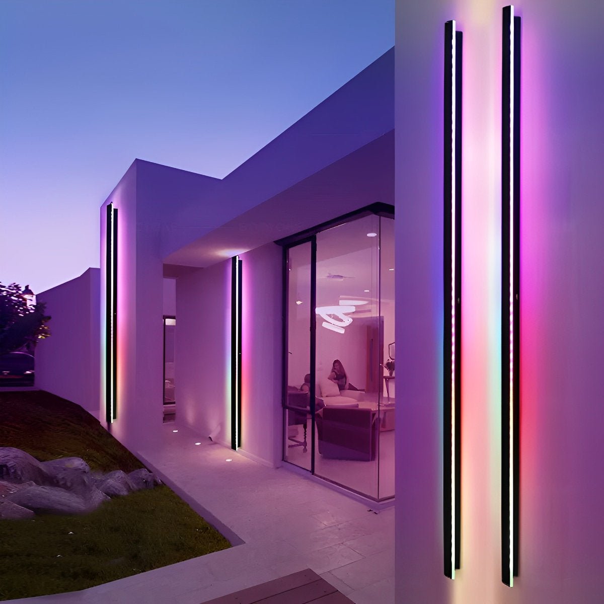 Waterproof Modern Black Long Strip LED Sconce Light Frosted Wall Light - Flyachilles