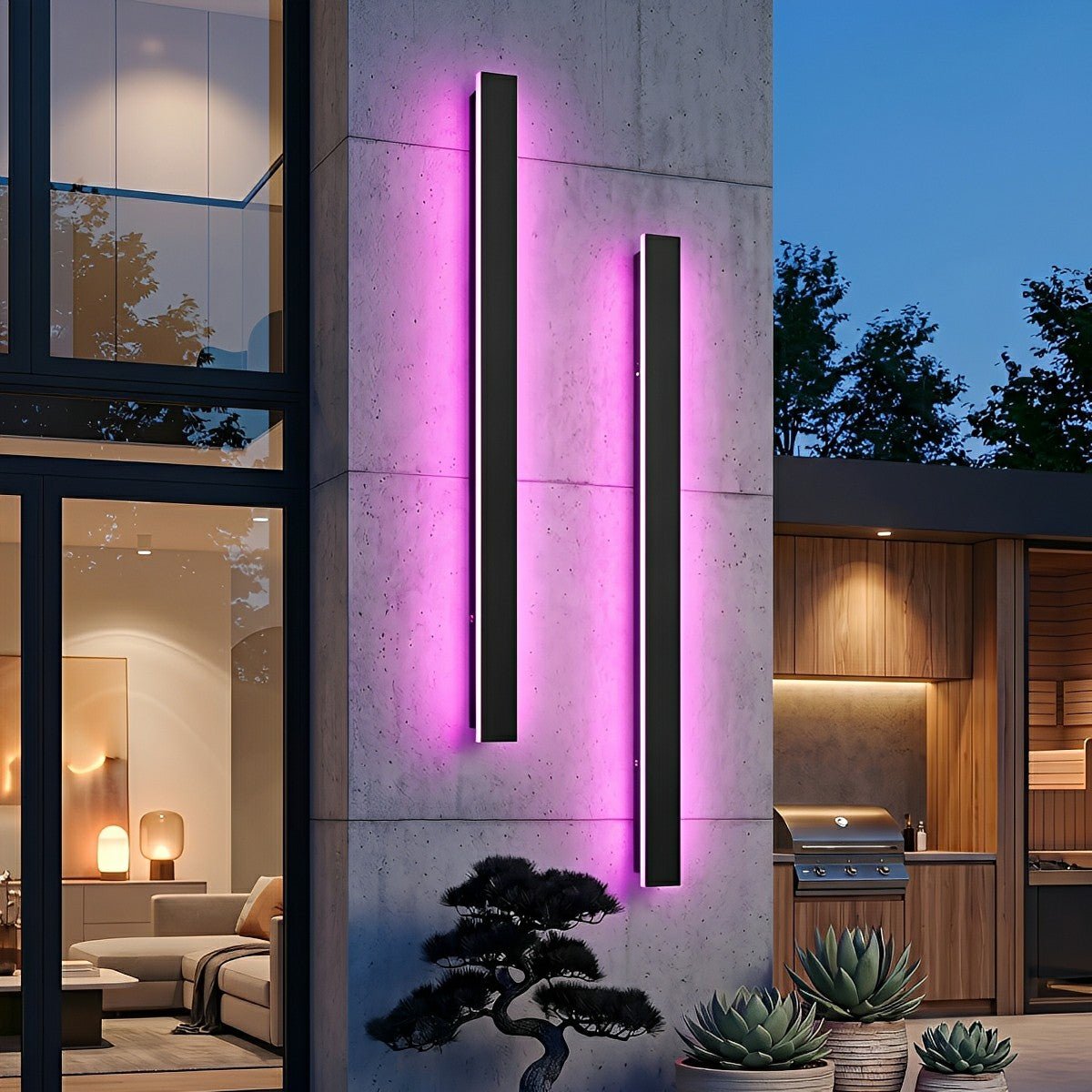 Waterproof Modern Black Long Strip LED Sconce Light Frosted Wall Light - Flyachilles
