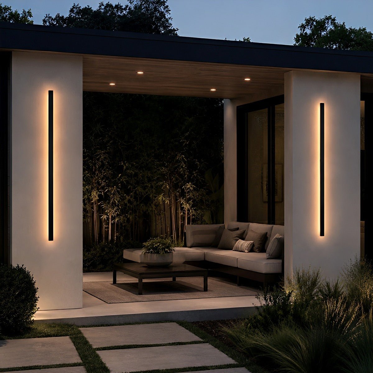 Waterproof Modern Black Long Strip LED Sconce Light Frosted Wall Light - Flyachilles