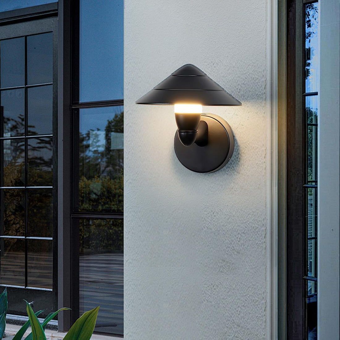 Waterproof Modern Black Umbrella Outdoor LED Wall Lights - Flyachilles