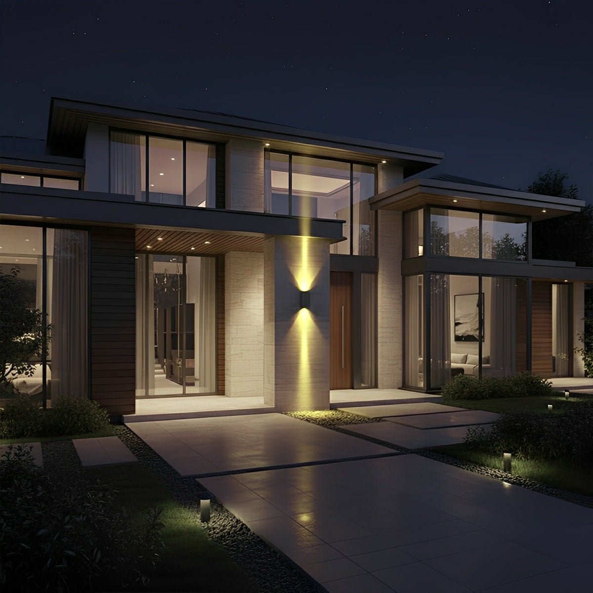Waterproof Modern Black Up&amp;Down LED Outdoor Wall Washer Spot Lights - Flyachilles