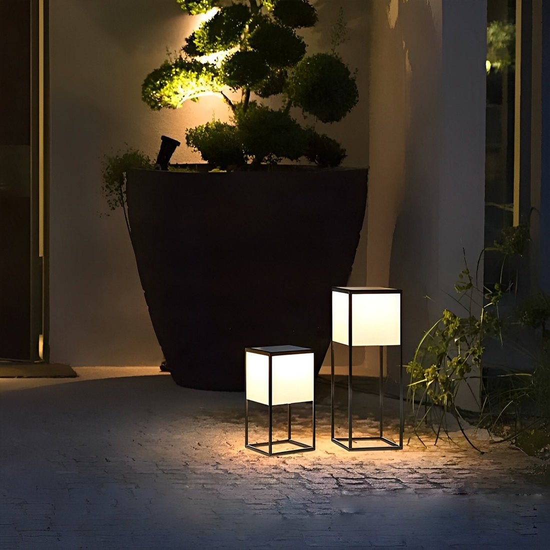 Waterproof Modern Minimalist Stainless Steel Rectangular LED Outdoor Floor Lamp - Flyachilles