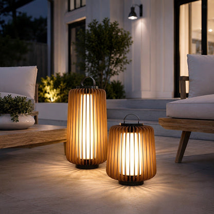 Waterproof Modern Ribbed Cylindrical LED Outdoor Floor Lamp Lantern - Flyachilles