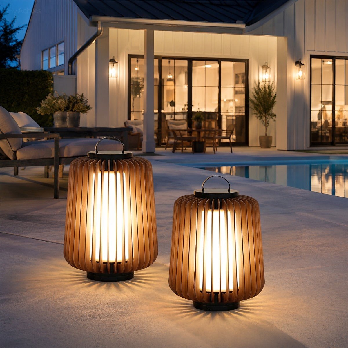 Waterproof Modern Ribbed Cylindrical LED Outdoor Floor Lamp Lantern - Flyachilles