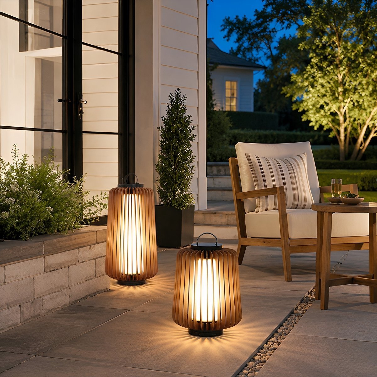 Waterproof Modern Ribbed Cylindrical LED Outdoor Floor Lamp Lantern - Flyachilles