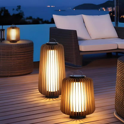 Waterproof Modern Ribbed Cylindrical LED Outdoor Floor Lamp Lantern - Flyachilles