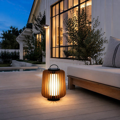 Waterproof Modern Ribbed Cylindrical LED Outdoor Floor Lamp Lantern - Flyachilles