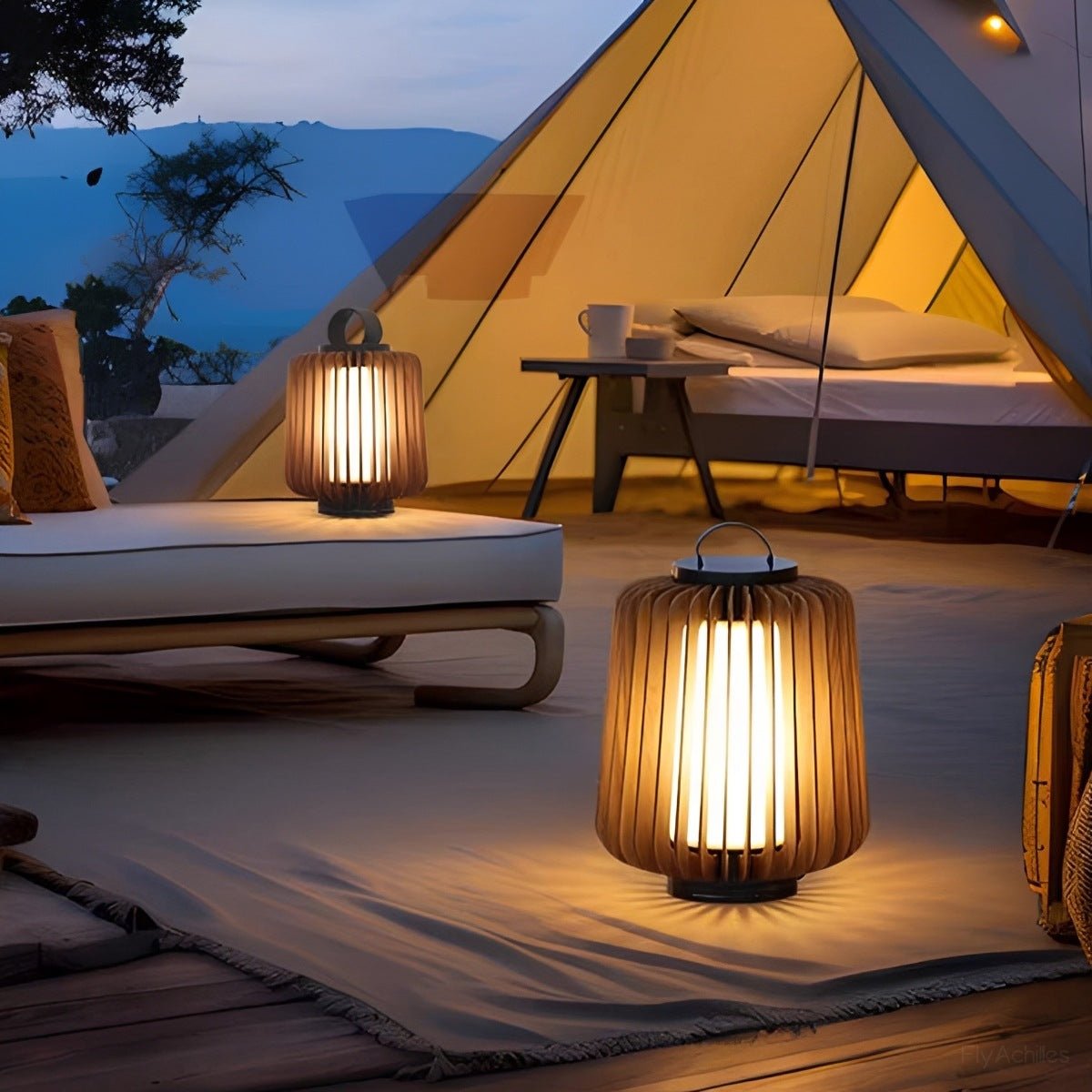 Waterproof Modern Ribbed Cylindrical LED Outdoor Floor Lamp Lantern - Flyachilles