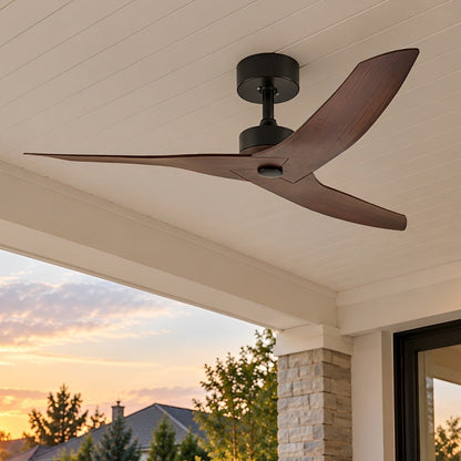 Waterproof Modern Sculpted Curved 3-Blade Outdoor Ceiling Fan - Flyachilles