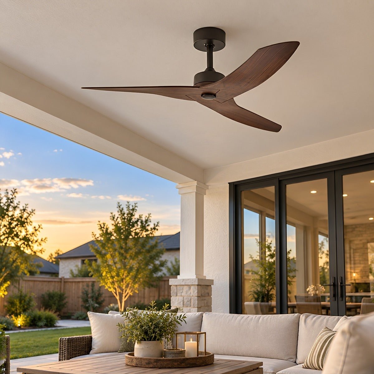 Waterproof Modern Sculpted Curved 3-Blade Outdoor Ceiling Fan - Flyachilles