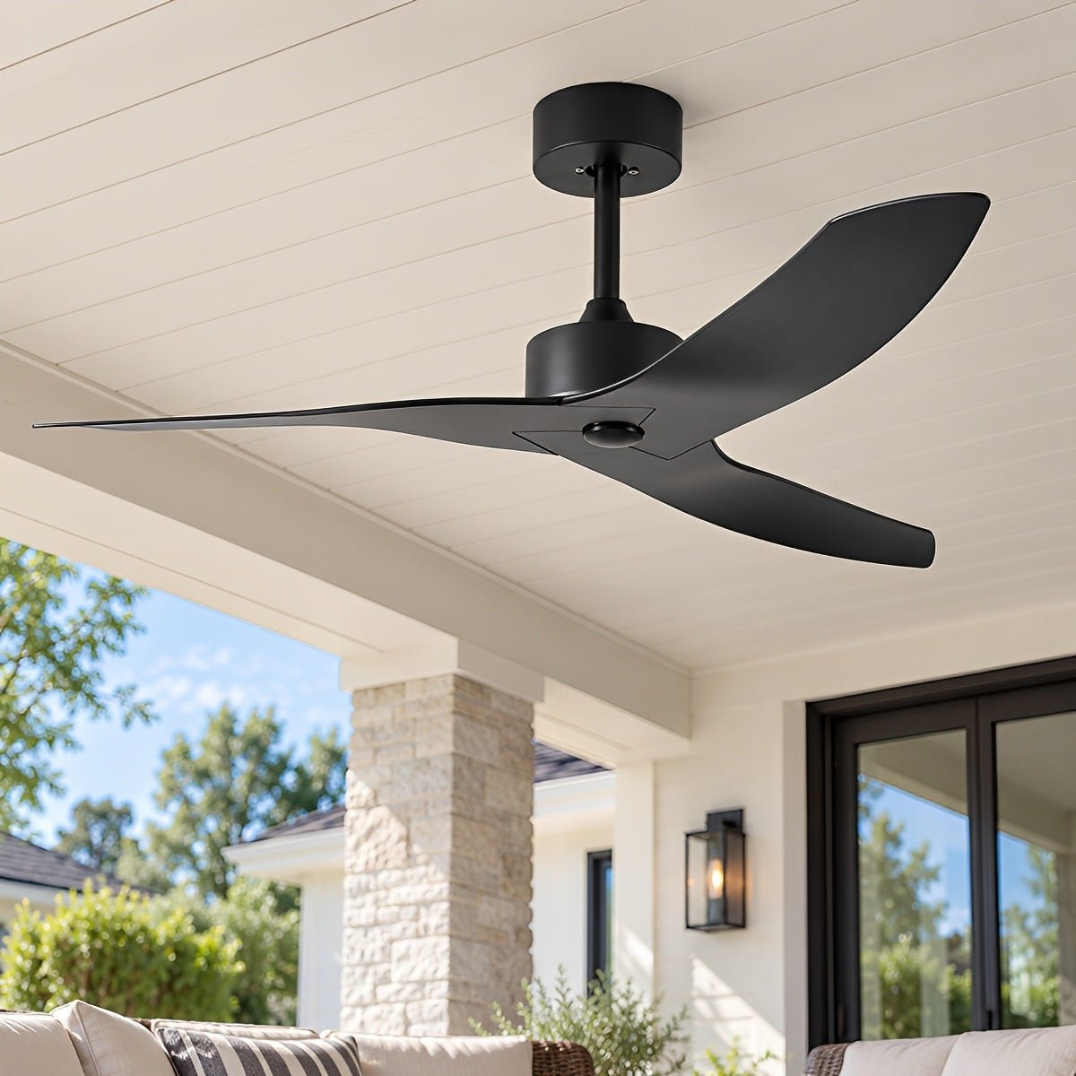Waterproof Modern Sculpted Curved 3-Blade Outdoor Ceiling Fan - Flyachilles