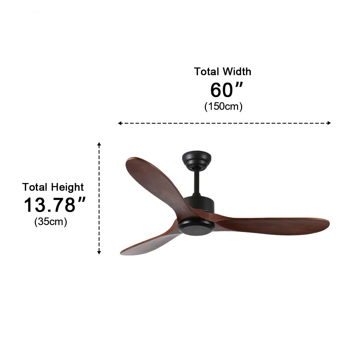 Waterproof Modern Wood 3-Blade Outdoor Ceiling Fan - Flyachilles