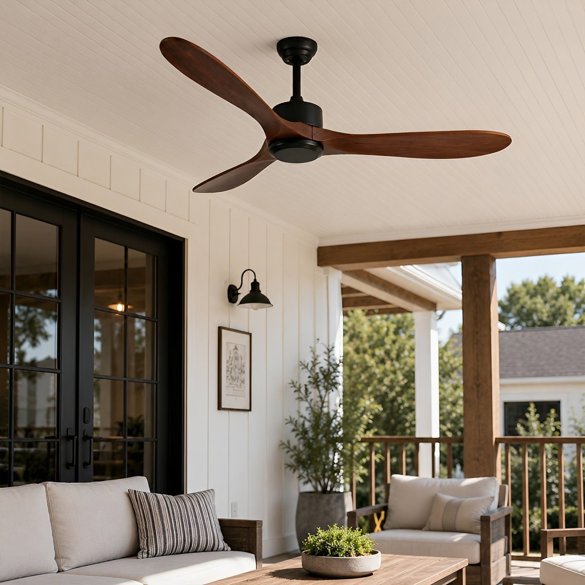 Waterproof Modern Wood 3-Blade Outdoor Ceiling Fan - Flyachilles