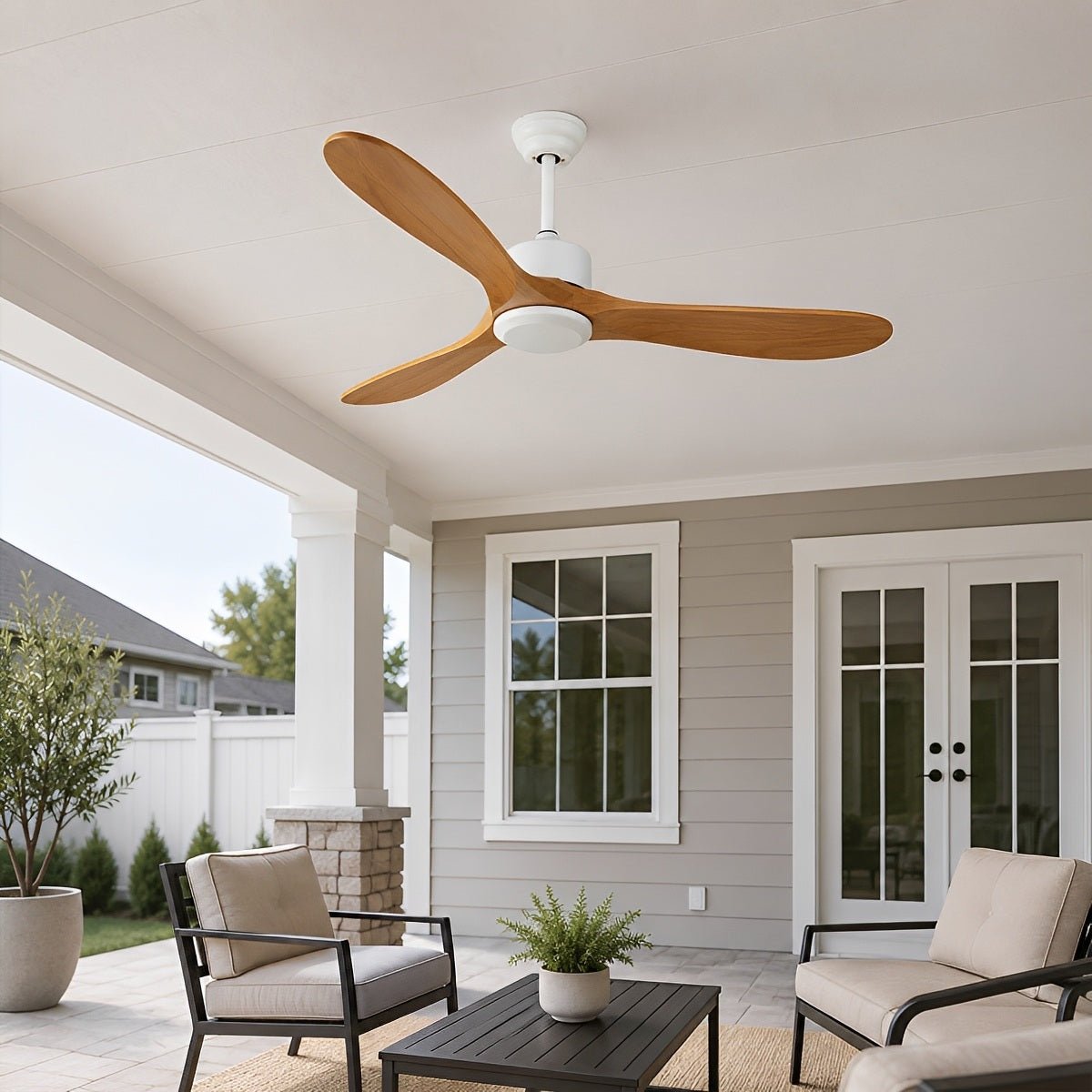 Waterproof Modern Wood 3-Blade Outdoor Ceiling Fan - Flyachilles