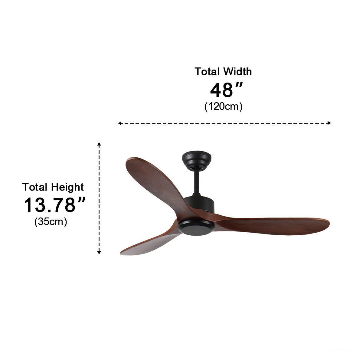 Waterproof Modern Wood 3-Blade Outdoor Ceiling Fan - Flyachilles
