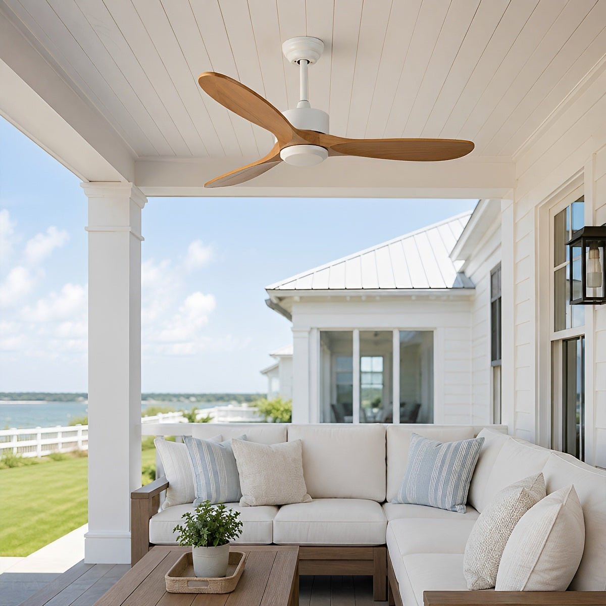 Waterproof Modern Wood 3-Blade Outdoor Ceiling Fan - Flyachilles