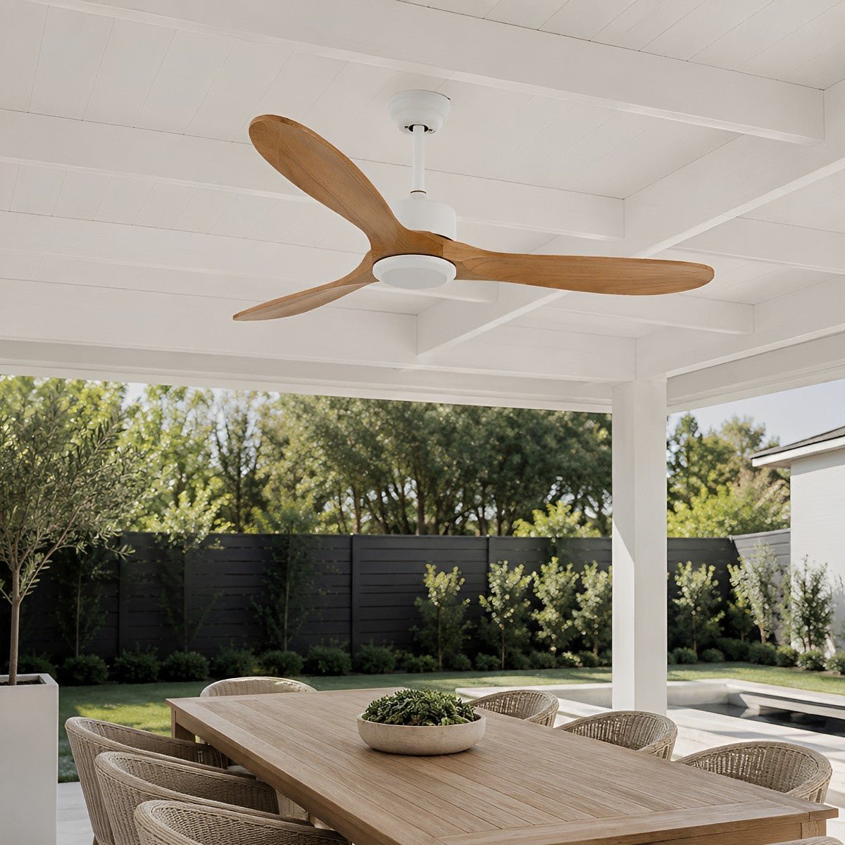 Waterproof Modern Wood 3-Blade Outdoor Ceiling Fan - Flyachilles
