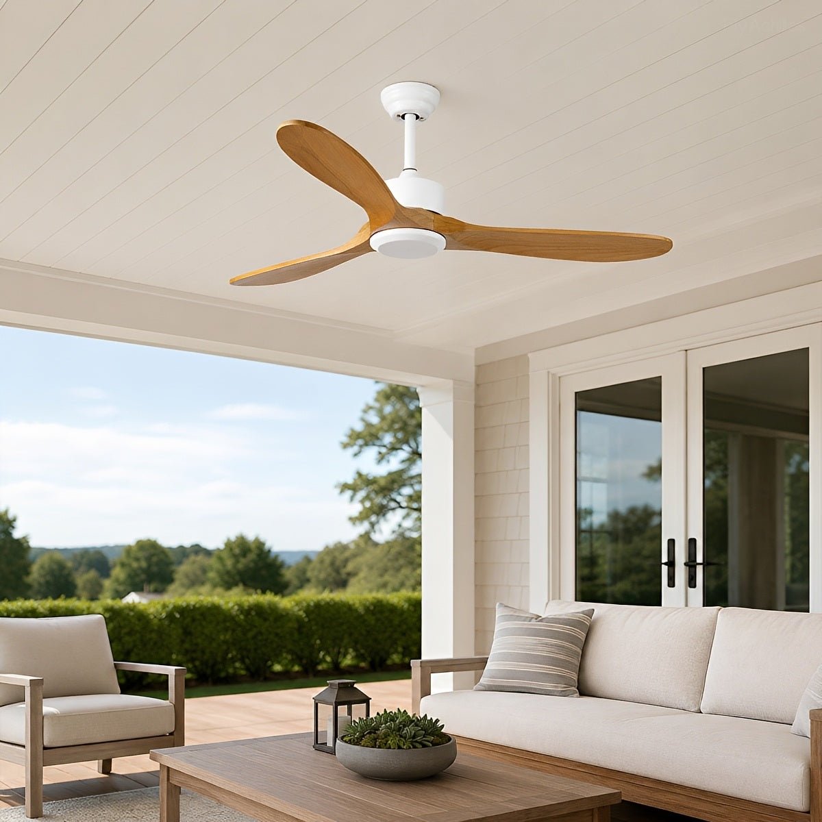 Waterproof Modern Wood 3-Blade Outdoor Ceiling Fan - Flyachilles