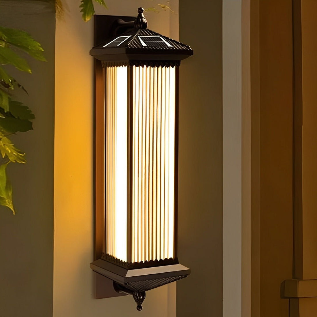 Waterproof Retro Striped Glass Solar Wall Lights - Flyachilles