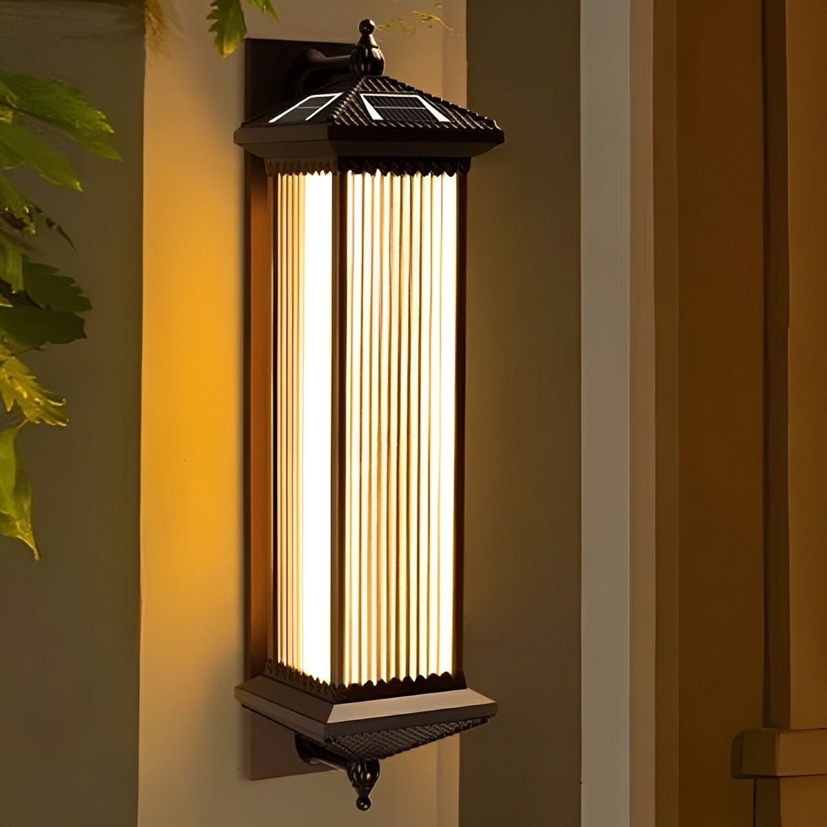 Waterproof Retro Striped Glass Solar Wall Lights - Flyachilles