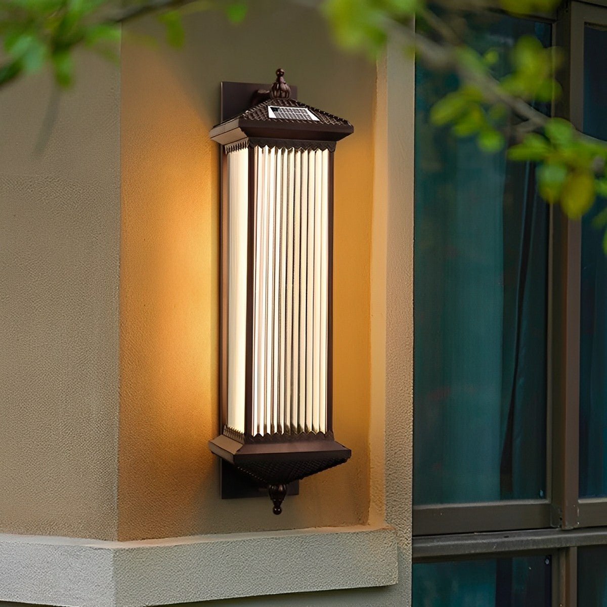 Waterproof Retro Striped Glass Solar Wall Lights - Flyachilles