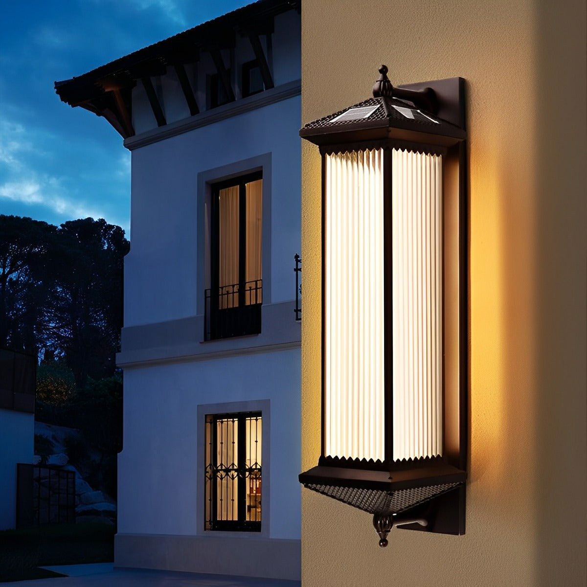 Waterproof Retro Striped Glass Solar Wall Lights - Flyachilles
