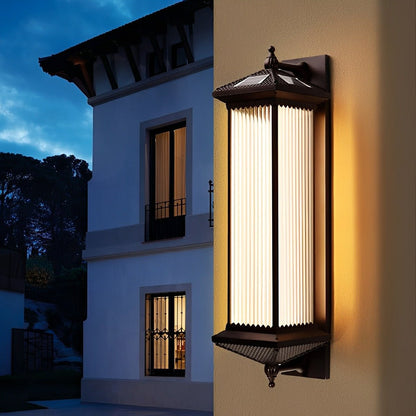 Waterproof Retro Striped Glass Solar Wall Lights - Flyachilles