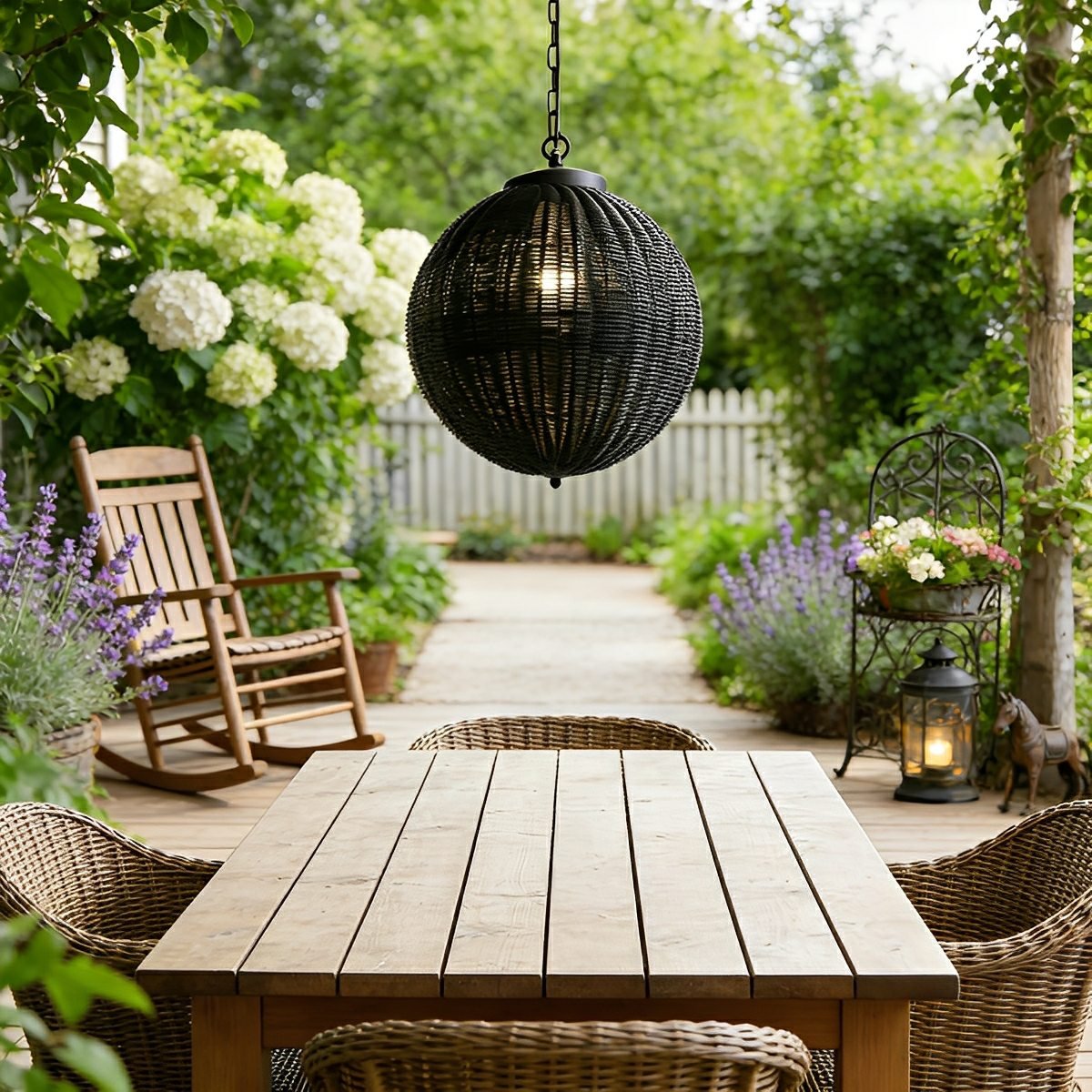 Waterproof Round Rattan Outdoor Lanterns Pendant Lights - Flyachilles
