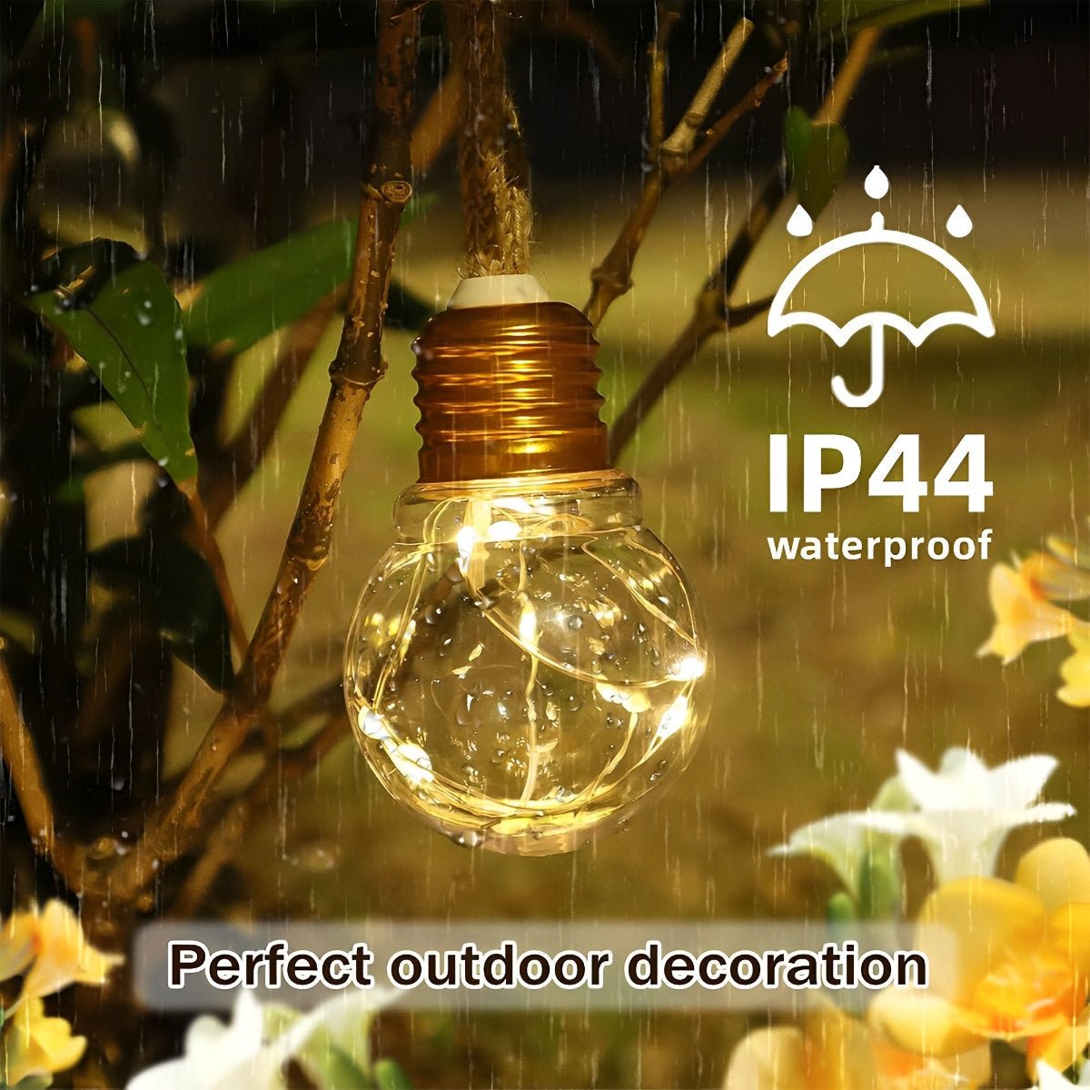 Waterproof Solar 31ft 20 LED Outdoor String Lights - Flyachilles