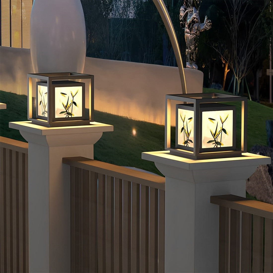 Waterproof Solar Enamel Ice Cracked Glass Outdoor Post Lights - Flyachilles