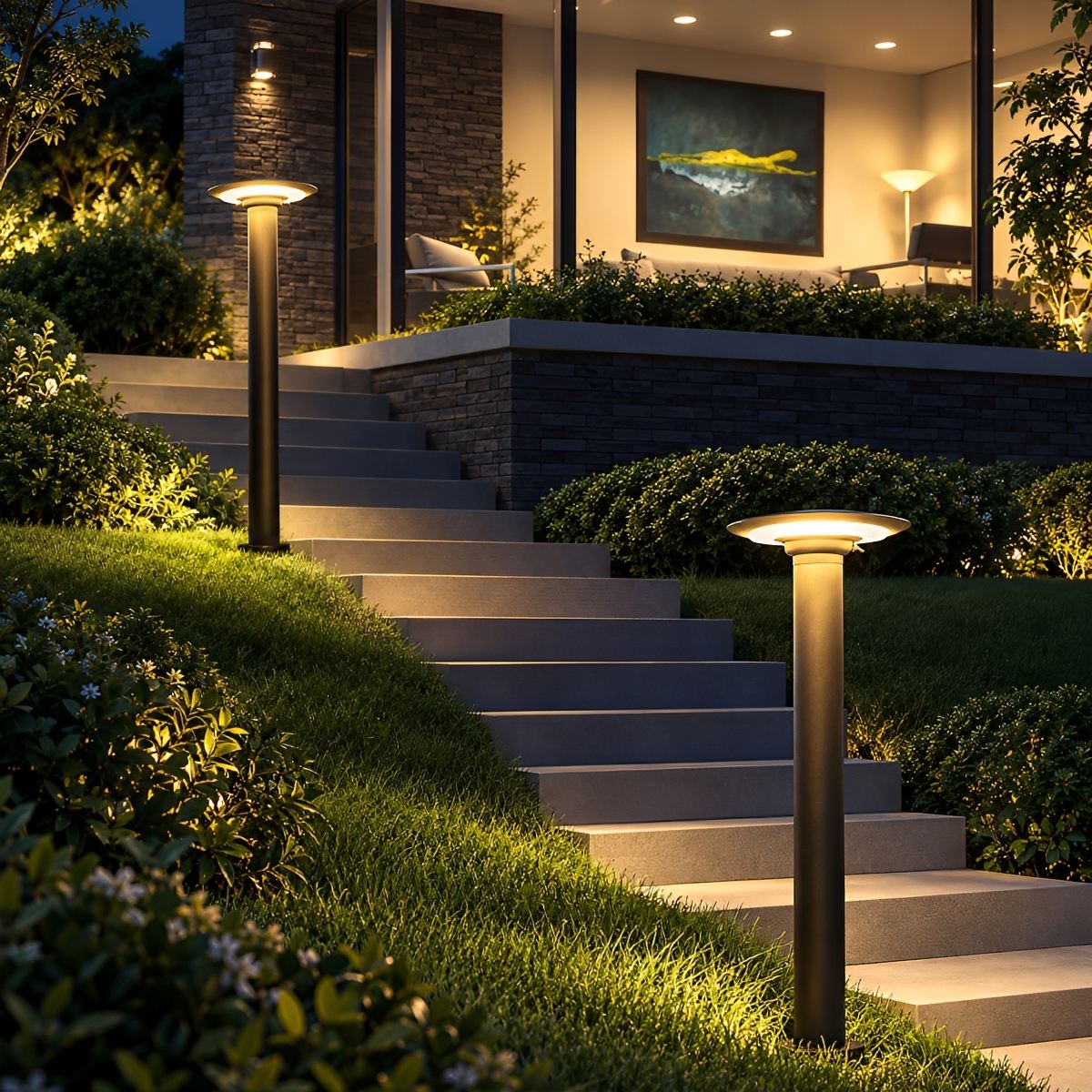 Waterproof Solar Round UFO Shaped LED Path Lights Outdoor Lawn Lights - Flyachilles