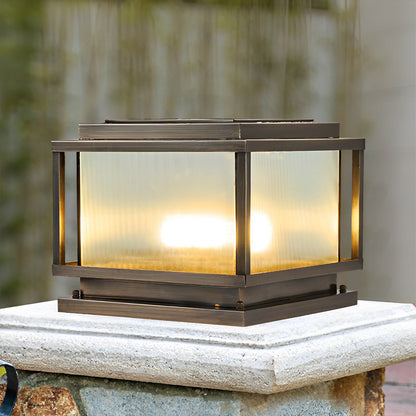 Waterproof Solar Vintage Square Copper LED Outdoor Post Lights - Flyachilles