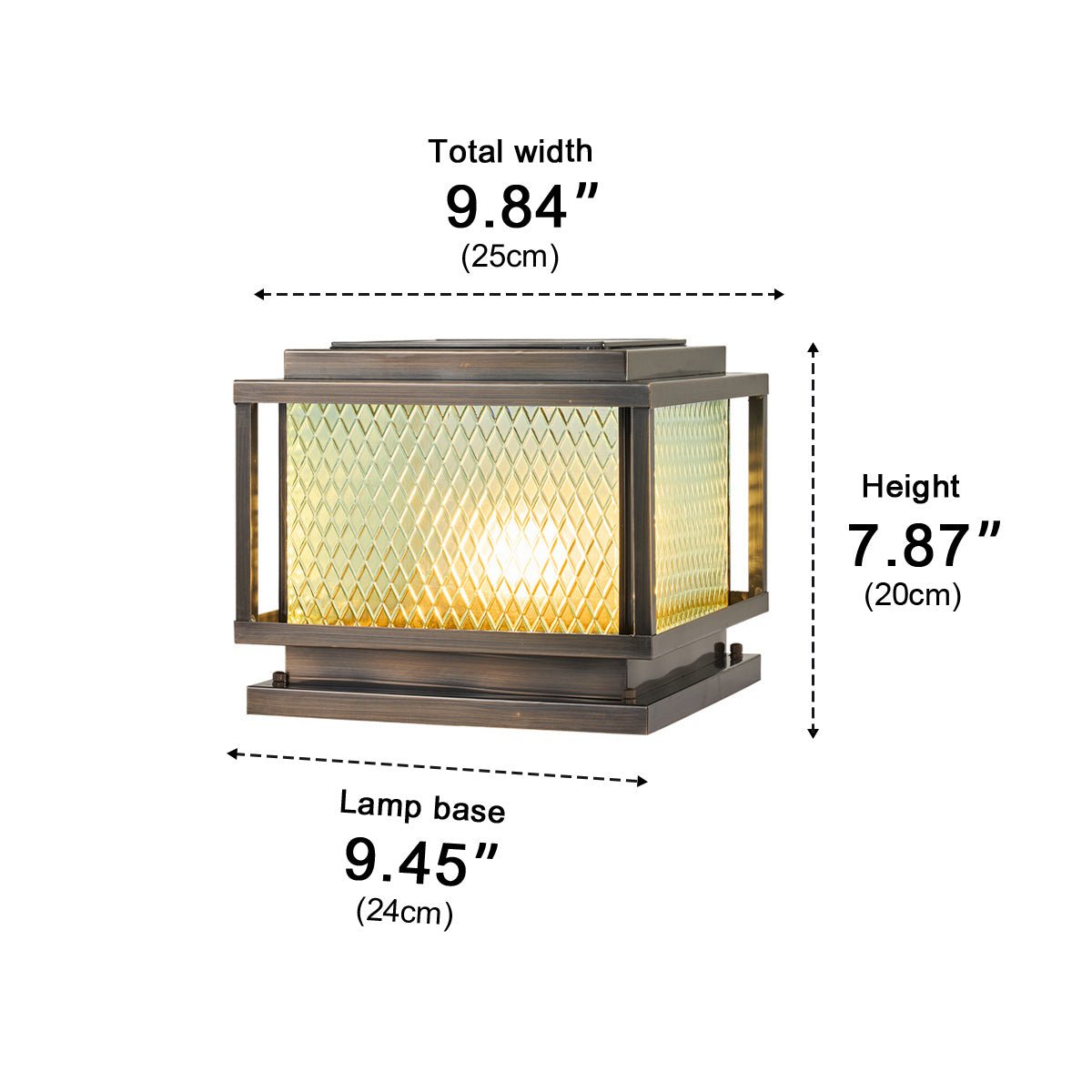 Waterproof Solar Vintage Square Copper LED Outdoor Post Lights - Flyachilles