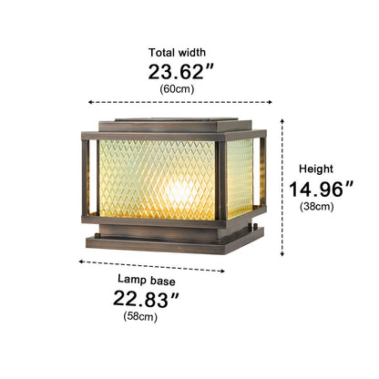 Waterproof Solar Vintage Square Copper LED Outdoor Post Lights - Flyachilles