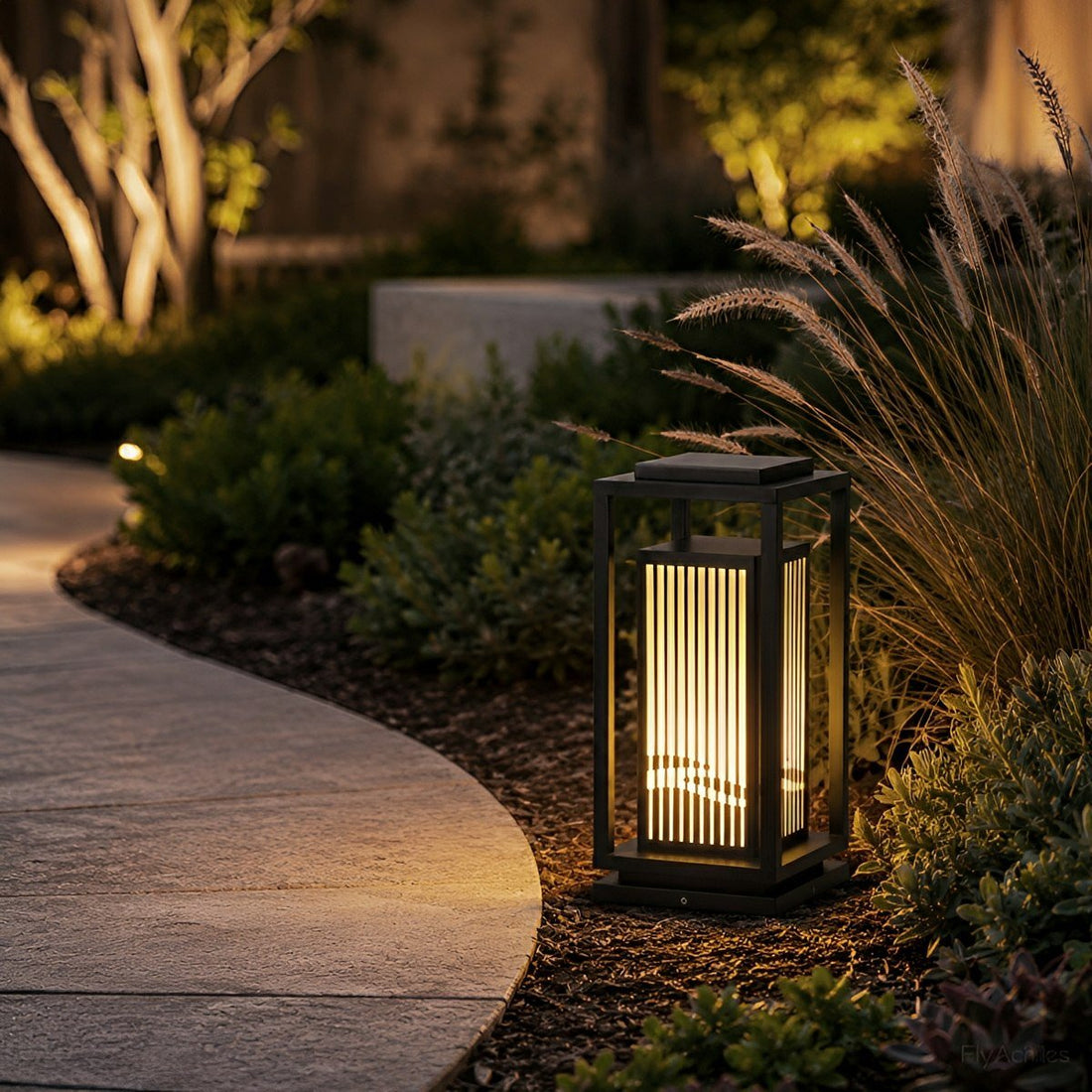 Waterproof Striped LED Black Modern Post Cap Light - Flyachilles