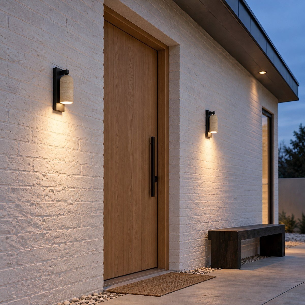 Waterproof Vintage Coastal Cylinder Stone LED Outdoor Wall Light - Flyachilles